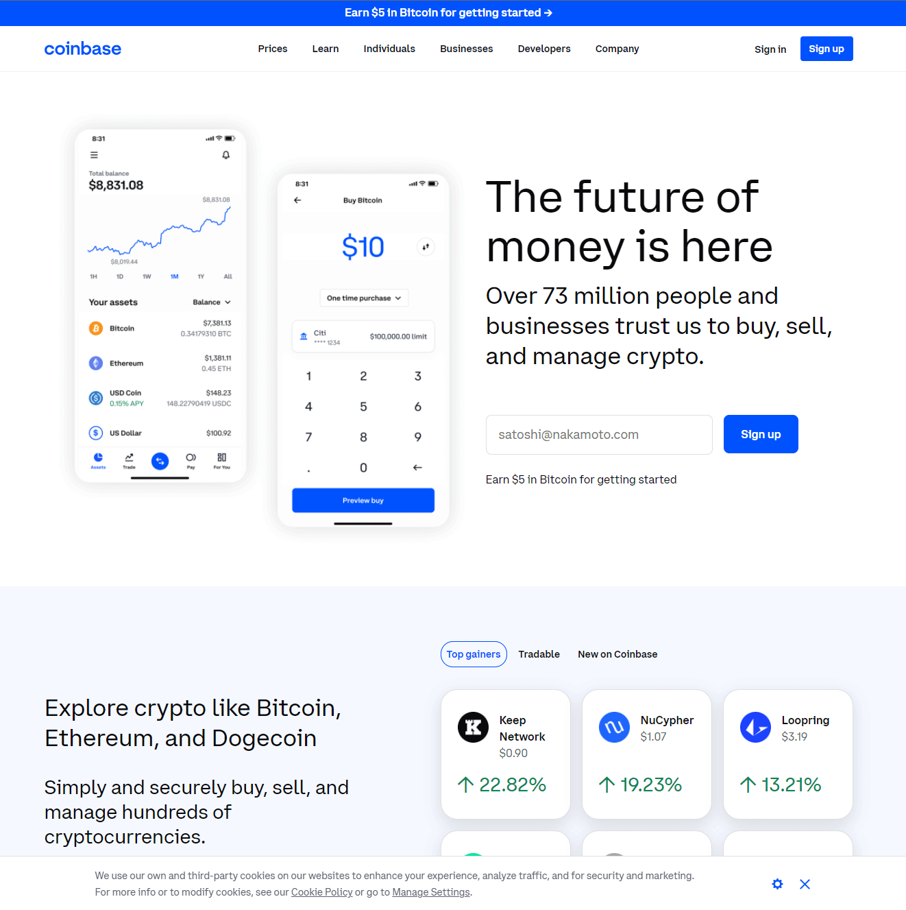 Coinbase Review Homepage 